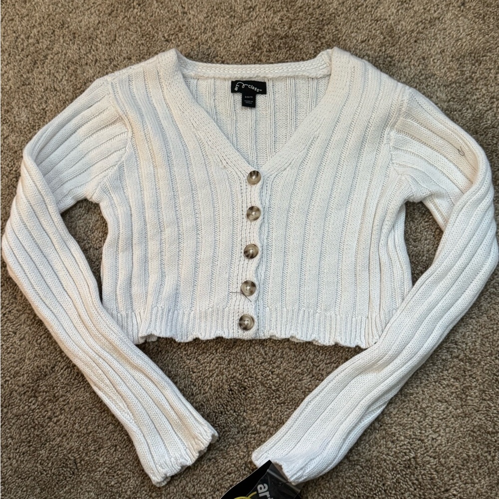ART CLASS Girls Button Up White Cardigan NWT Size Small 6/7